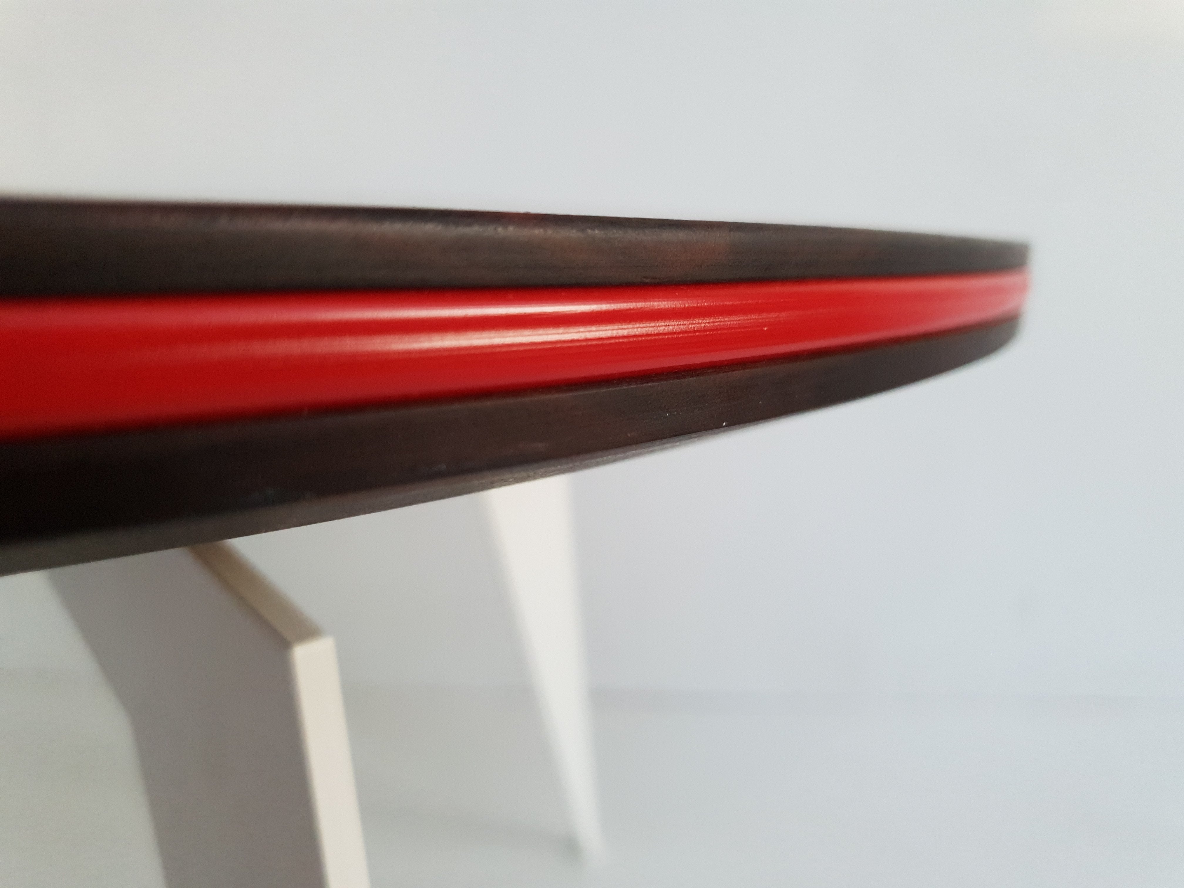 SKOVLUND - sofabord, valnød træ, Ø80-90cm, farverigt indsats